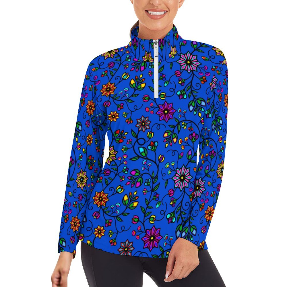 Prairie Paintbrush Blue  Long Sleeve Yoga Shirt