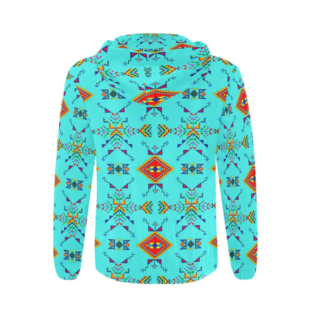 Buffalo Jump Turquoise Men's Zipper Hoodie