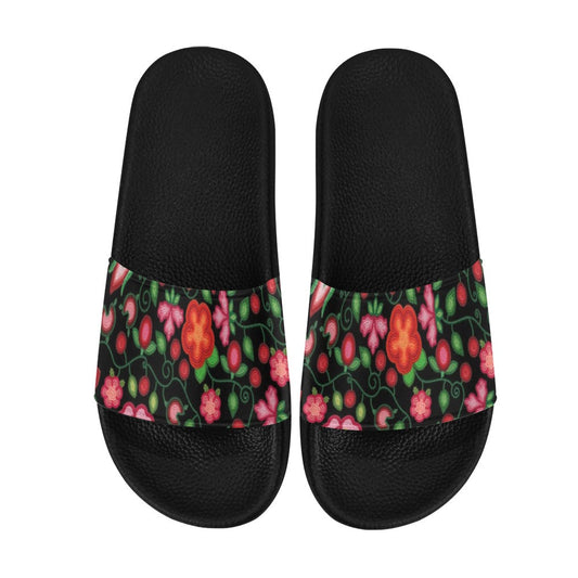 Rose Reverie Black Slide Sandals