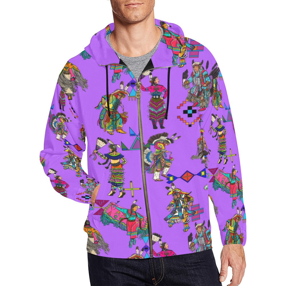 Grand Entry Dancers Purple Men's Zipper Hoodie