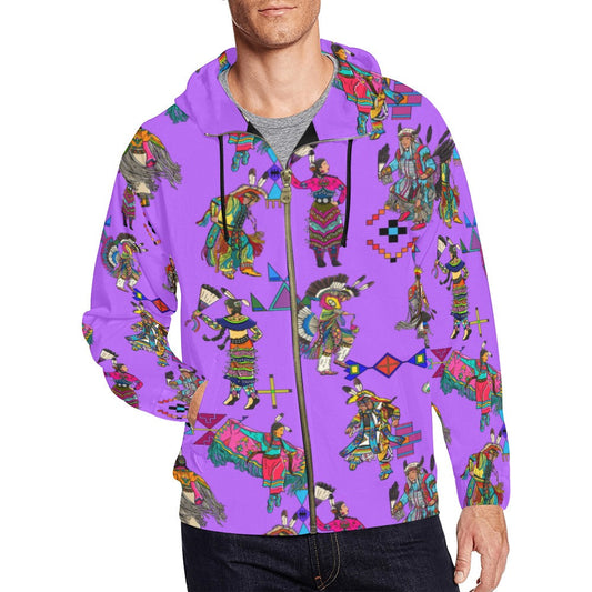 Grand Entry Dancers Purple Men's Zipper Hoodie