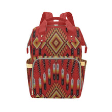 Load image into Gallery viewer, Fire Feather Red Multi-Function Diaper Backpack/Diaper Bag
