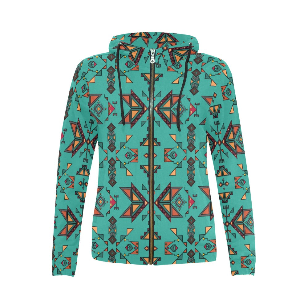 Arrow Dawn Turquoise Full Zip Hoodie for Women