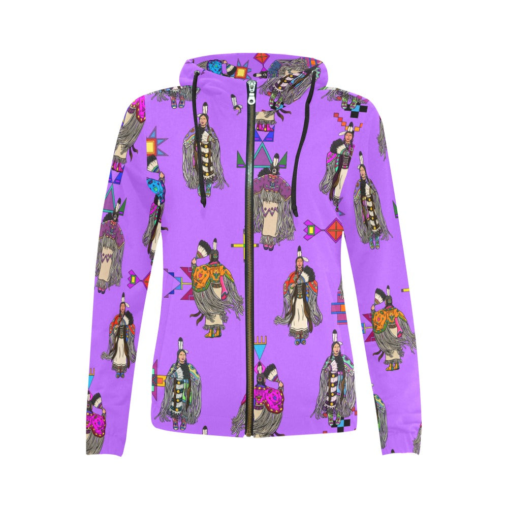 Women's Tradish Dancers Purple Full Zip Hoodie for Women