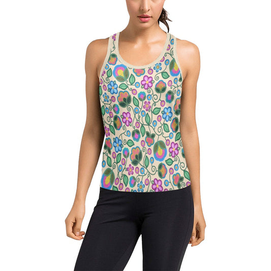 Turquoise Sunbeam Cream Racerback Tank Top