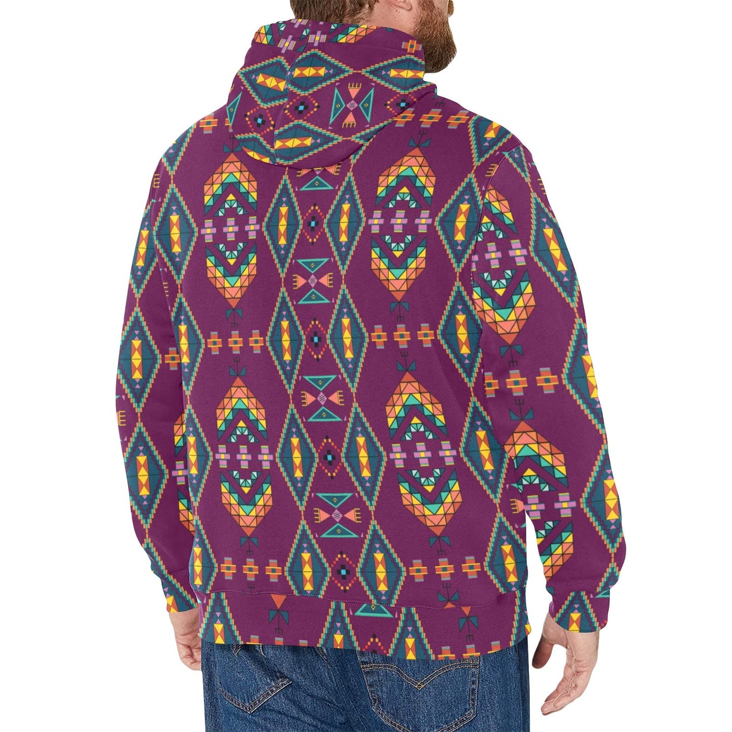 Travois Tipi Berry Men's Long Sleeve Fleece Hoodie