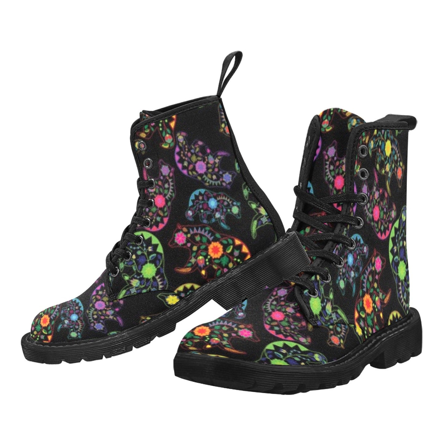 Neon Floral Bears Boots for Men