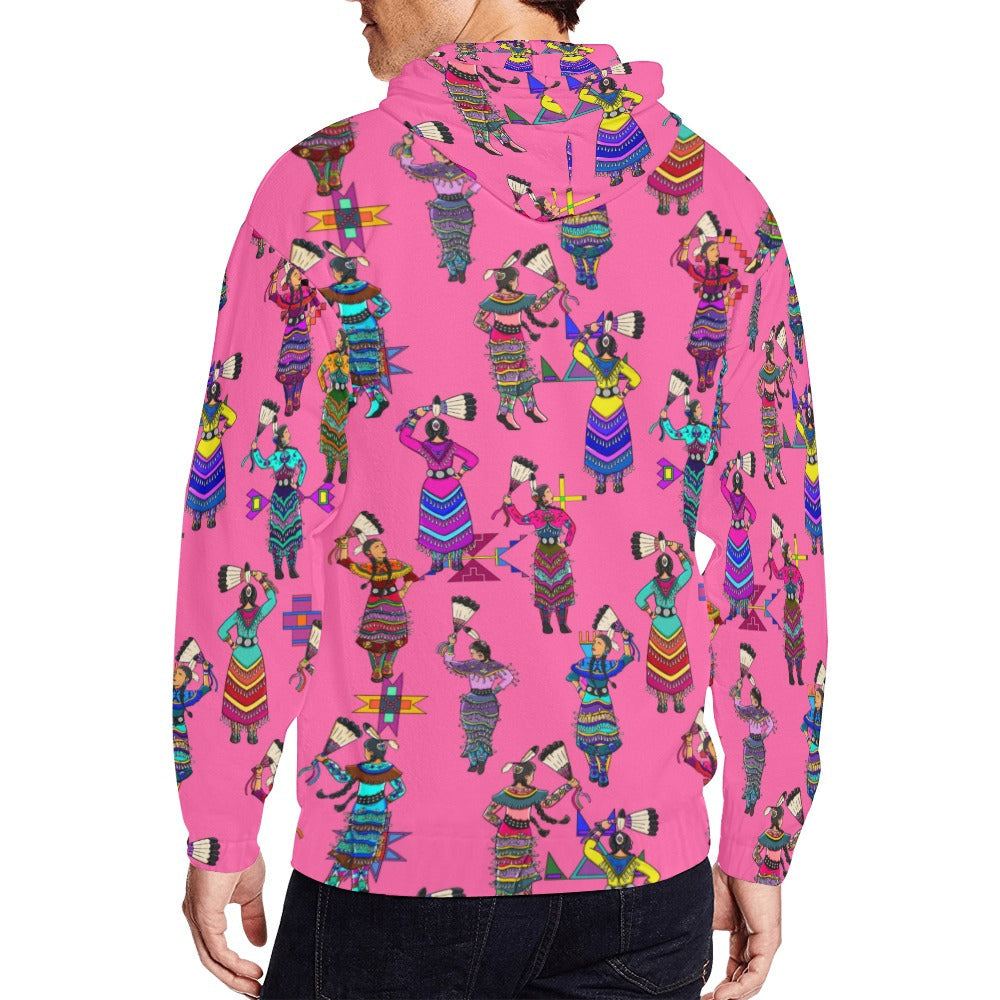 Women's Jingle Dancers Pink Men's Zipper Hoodie