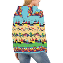 Load image into Gallery viewer, Horses and Buffalo Ledger Turquoise Hoodie for Women

