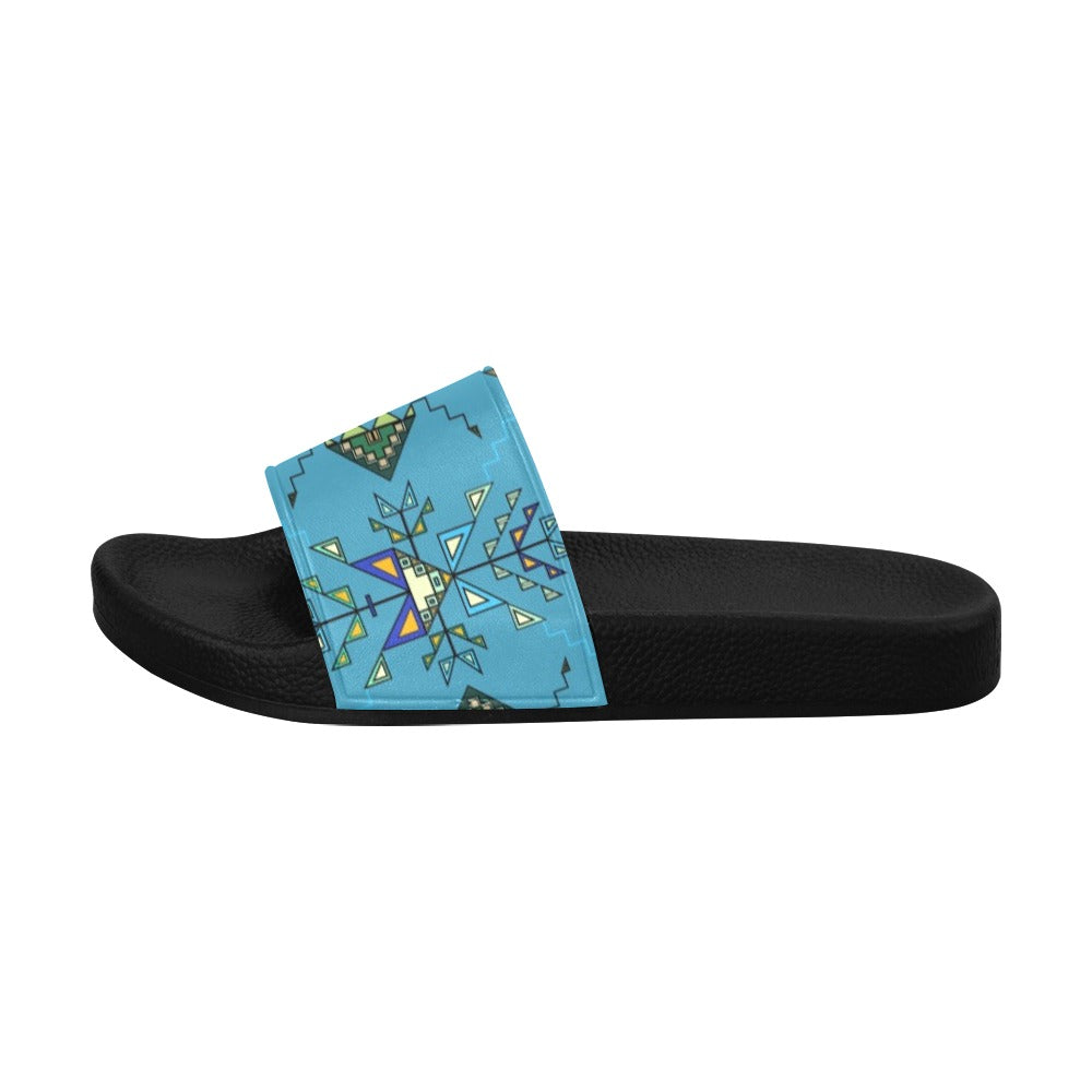 Bear Shield Blue Slide Sandals