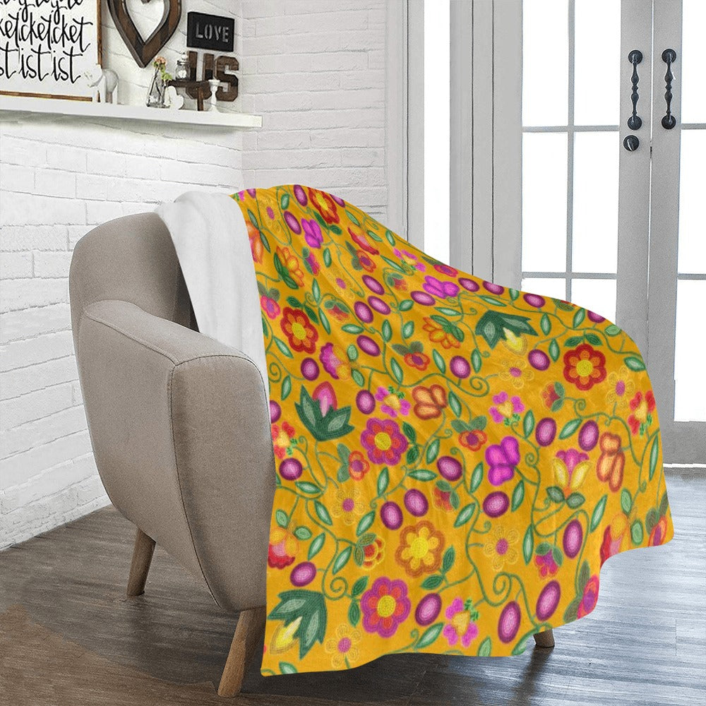 Boreal Bounty Yellow Large Micro Fleece Blanket