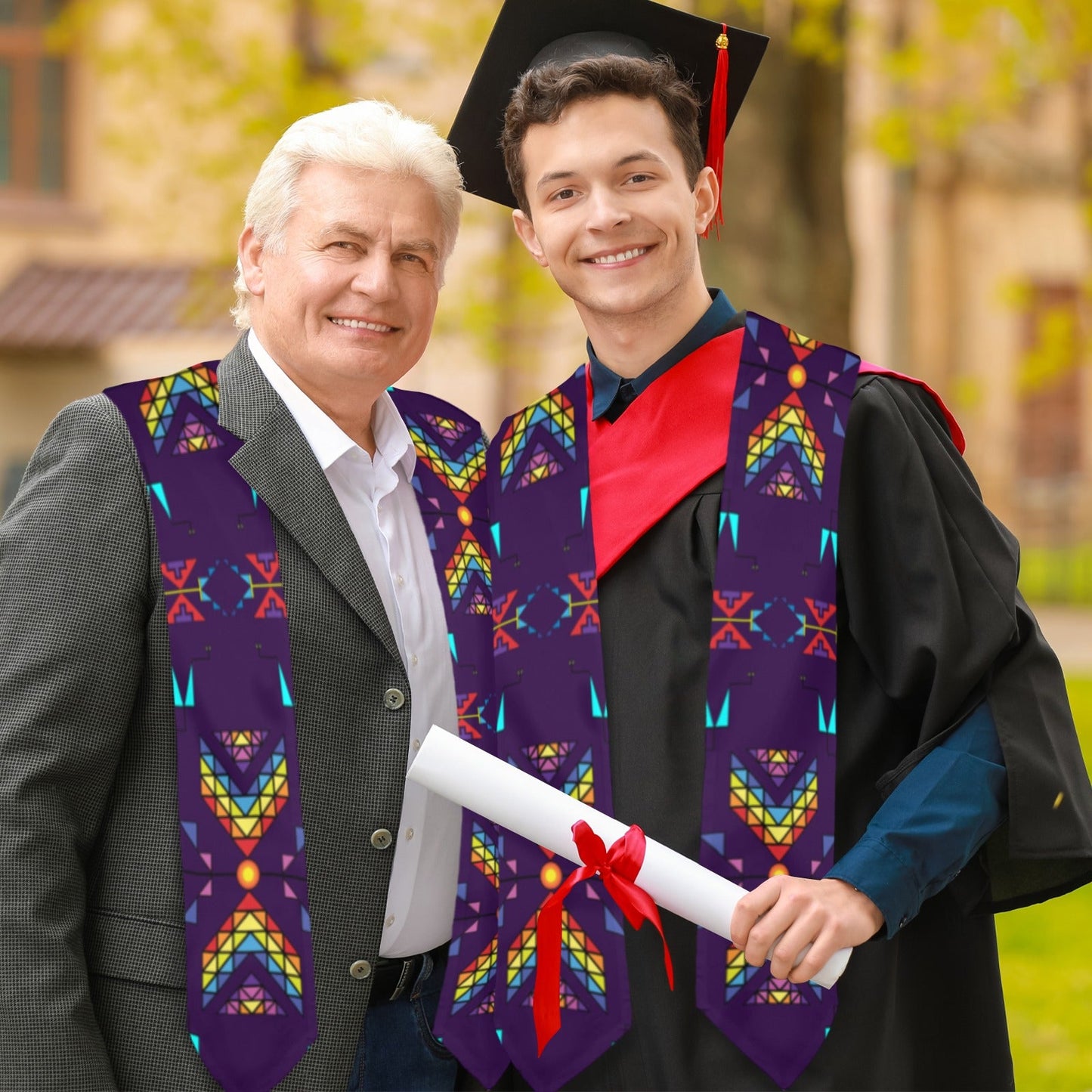 Rainy Chief Rainbow Dark Purple Graduation Stole