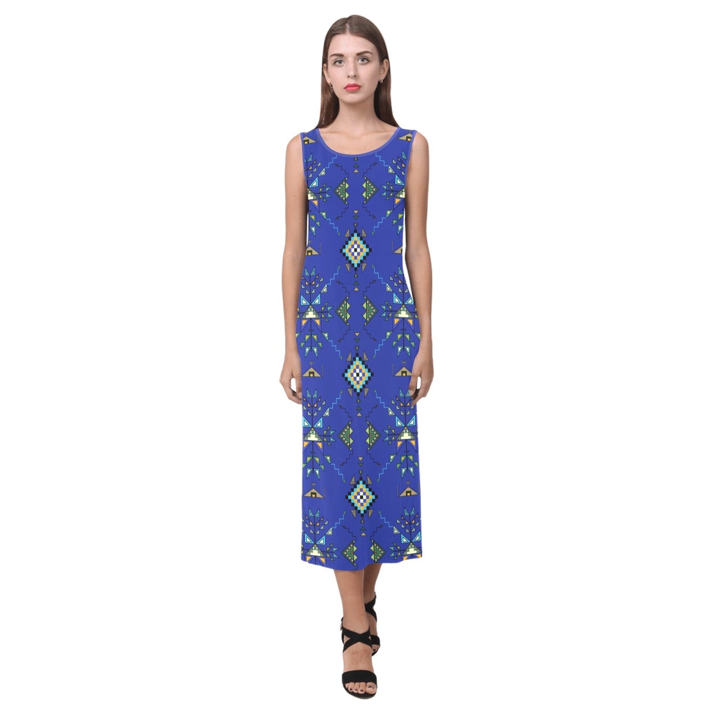 Bear Shield Dark Blue Phaedra Sleeveless Open Fork Long Dress