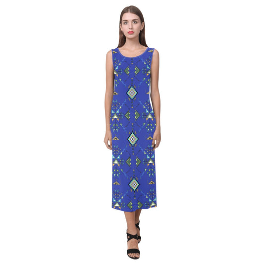 Bear Shield Dark Blue Phaedra Sleeveless Open Fork Long Dress