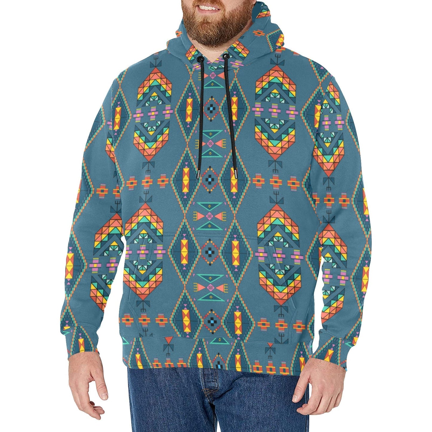 Travois Tipi Deep Lake Men's Long Sleeve Fleece Hoodie