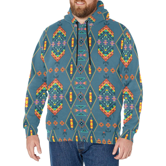 Travois Tipi Deep Lake Men's Long Sleeve Fleece Hoodie