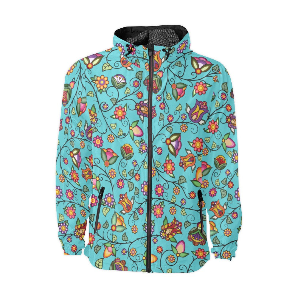 Heartbeat Petals Turquoise Men's Windbreaker