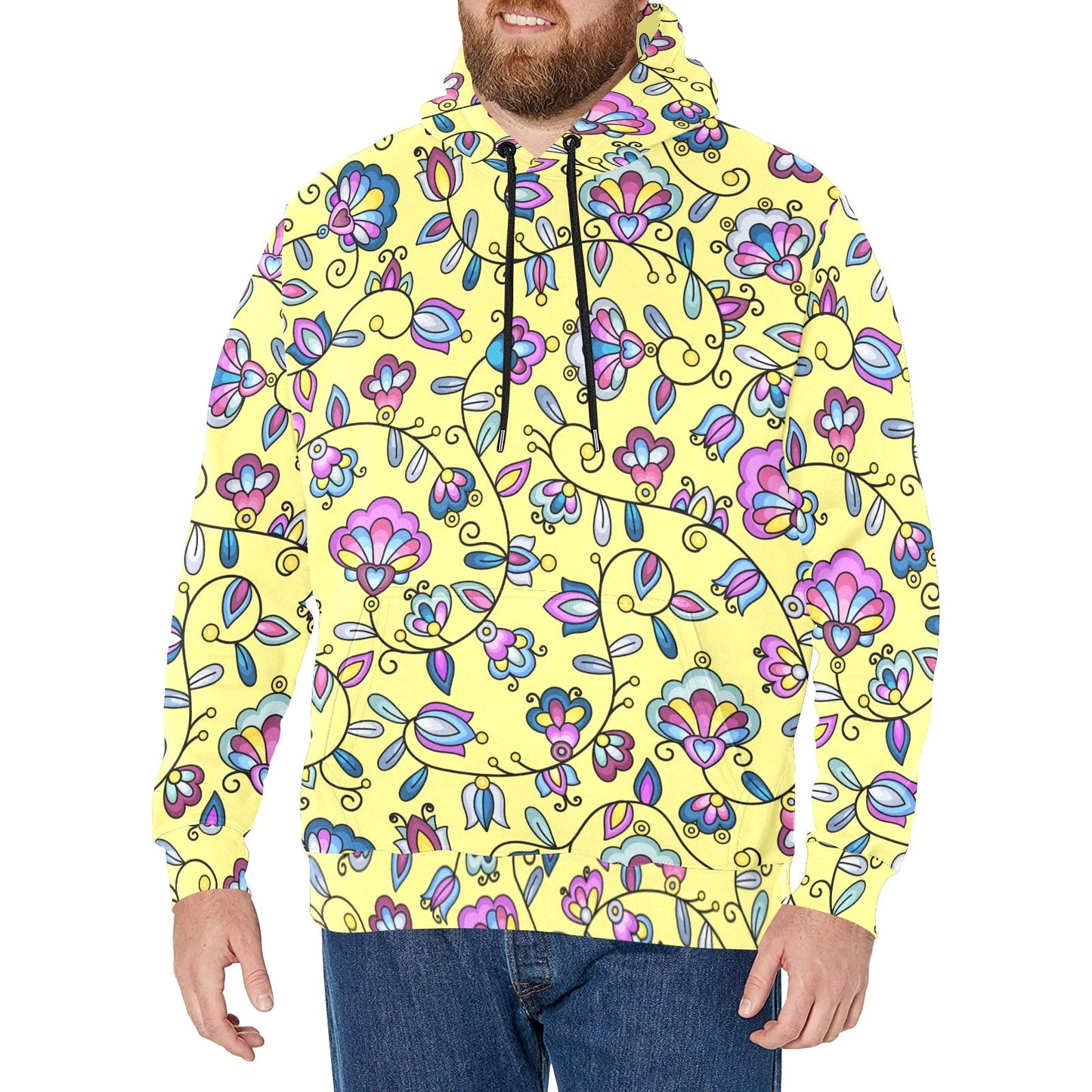 Autumn Bundle Blessing Yellow Men's Long Sleeve Fleece Hoodie