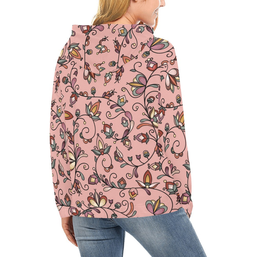 Burnt Sky Petals Peach Hoodie for Women (USA Size)
