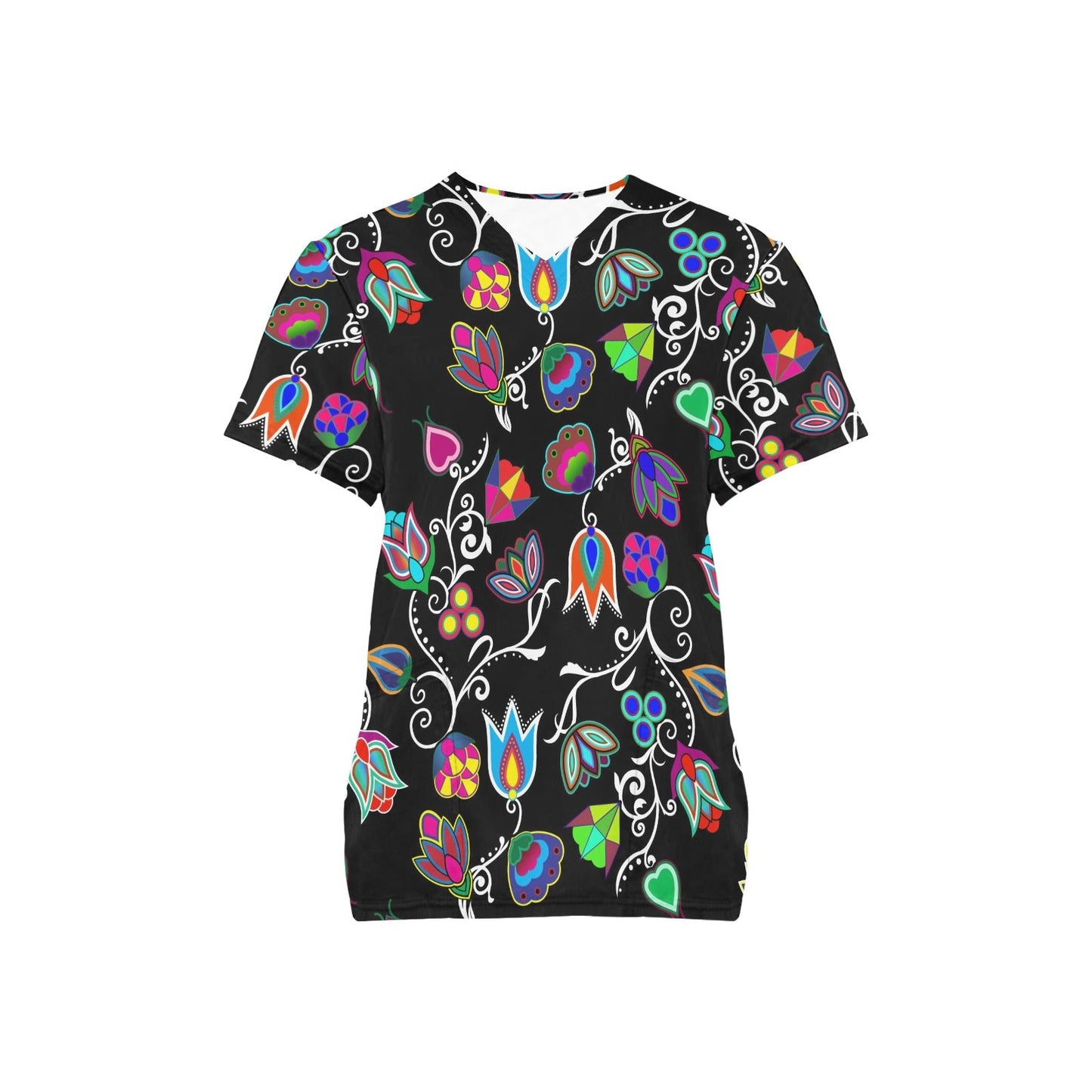 Indigenous Paisley Black Scrub Top