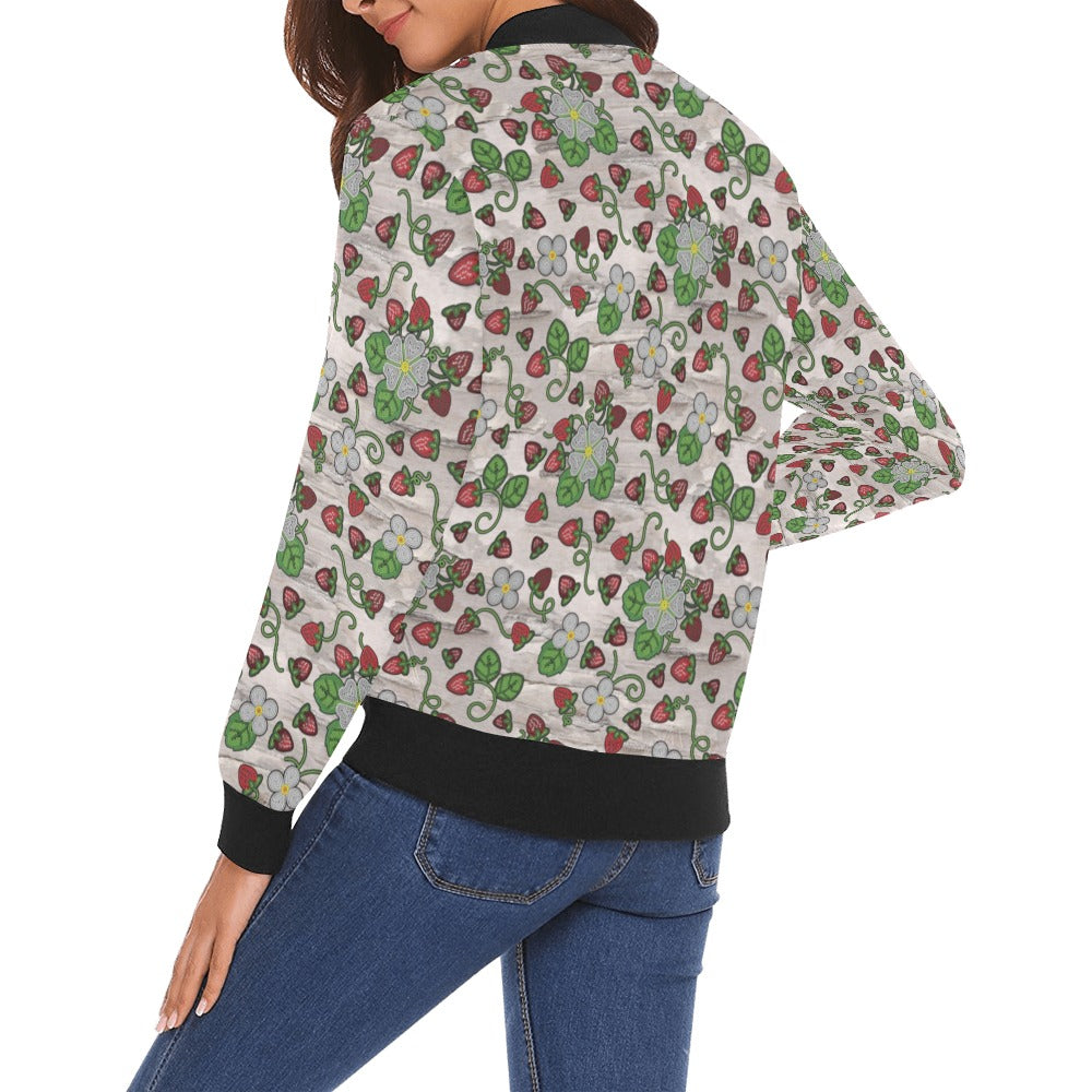 Strawberry Dreams Bright Birch Bomber Jacket for Women