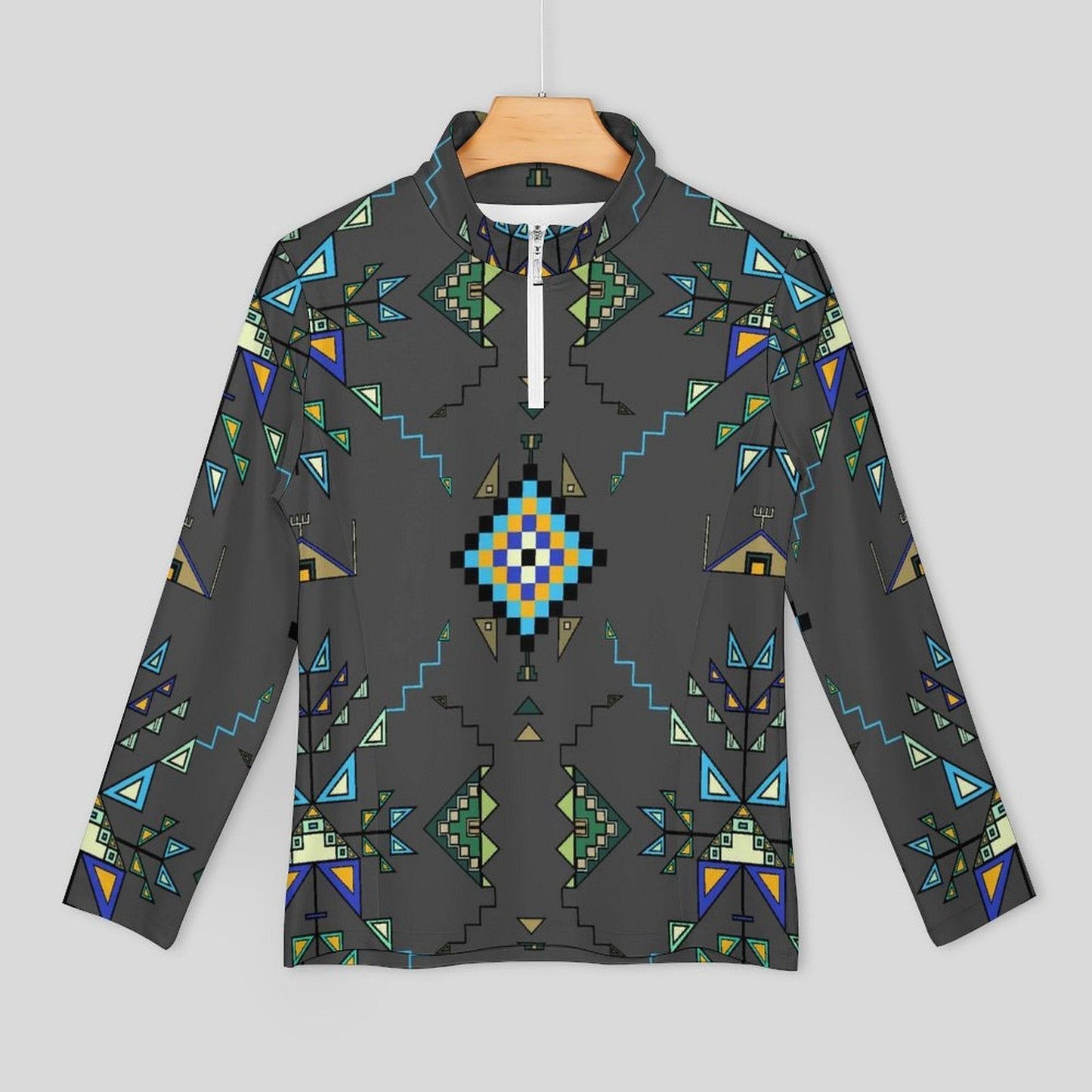 Bear Shield Dark Gray Long Sleeve Yoga Shirt