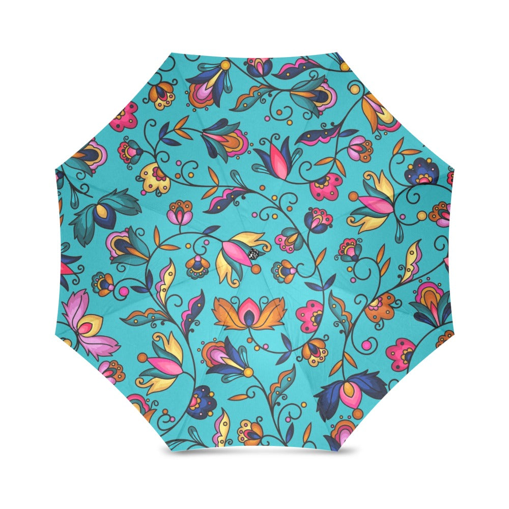 Copper Prairie Petals Turquoise Foldable Umbrella