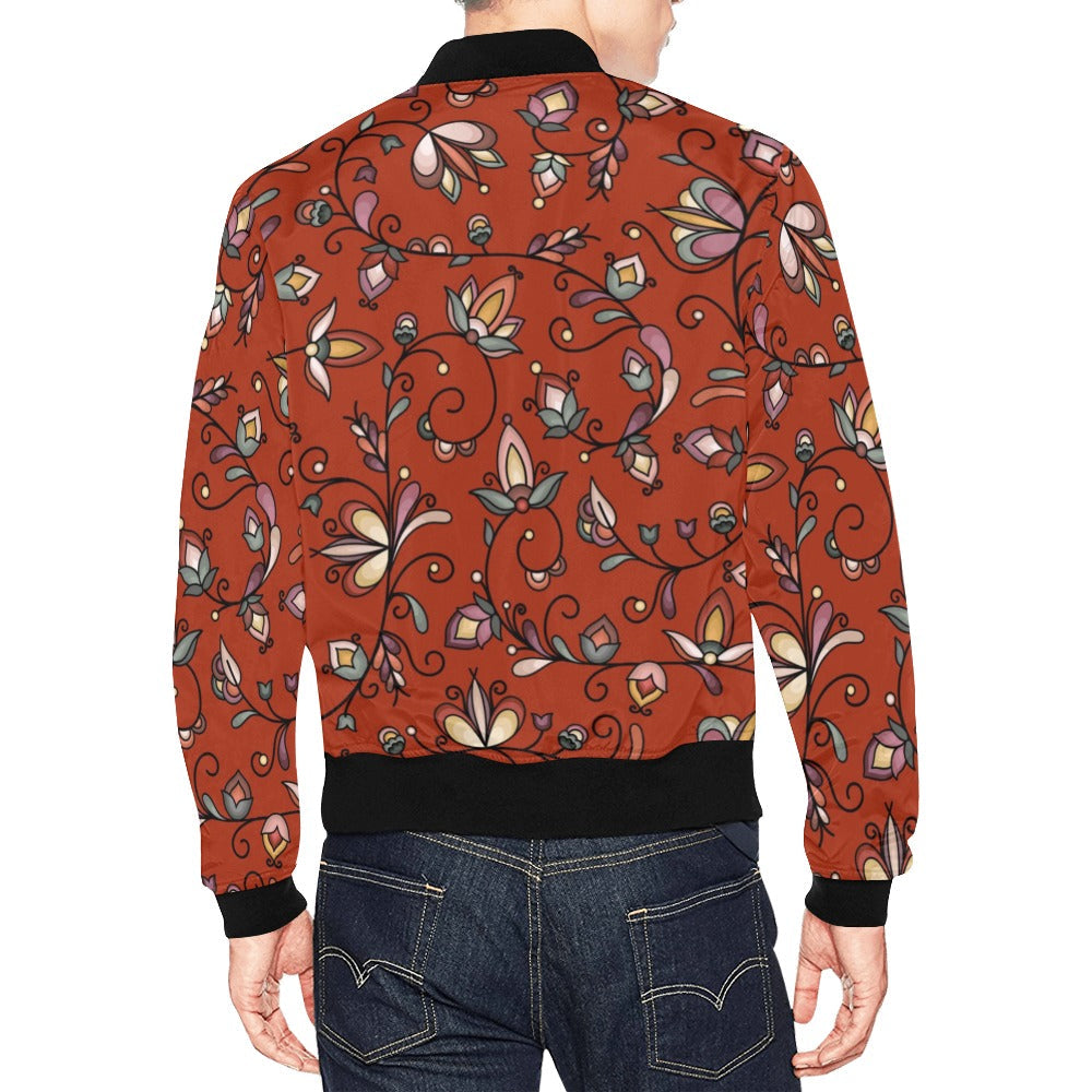 Burnt Sky Petals Red Bomber Jacket for Men
