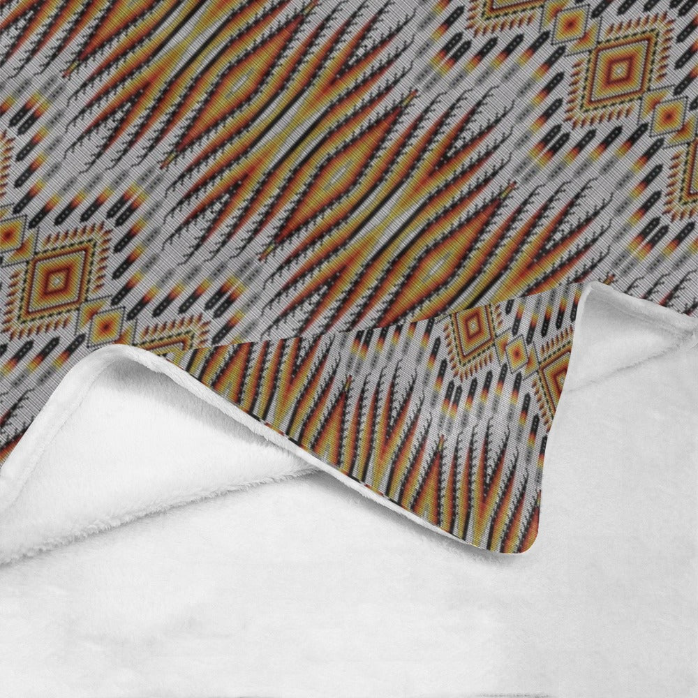 Fire Feather White X-Large Micro Fleece Blanket
