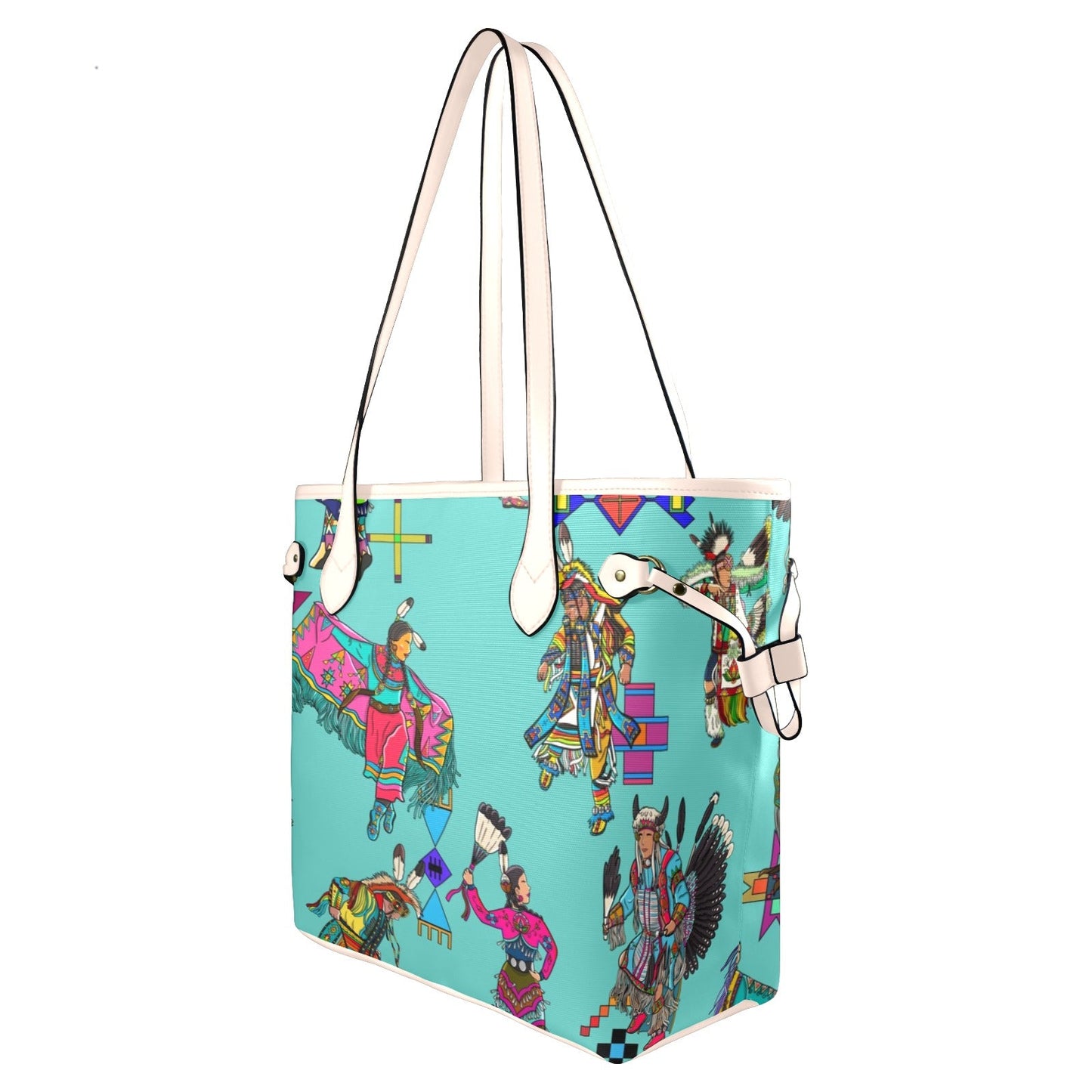 Grand Entry Dancers Eggshell Blue Clover Canvas Tote Bag