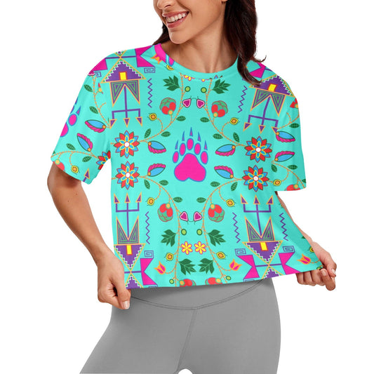 Geometric Floral Fall Crop Top