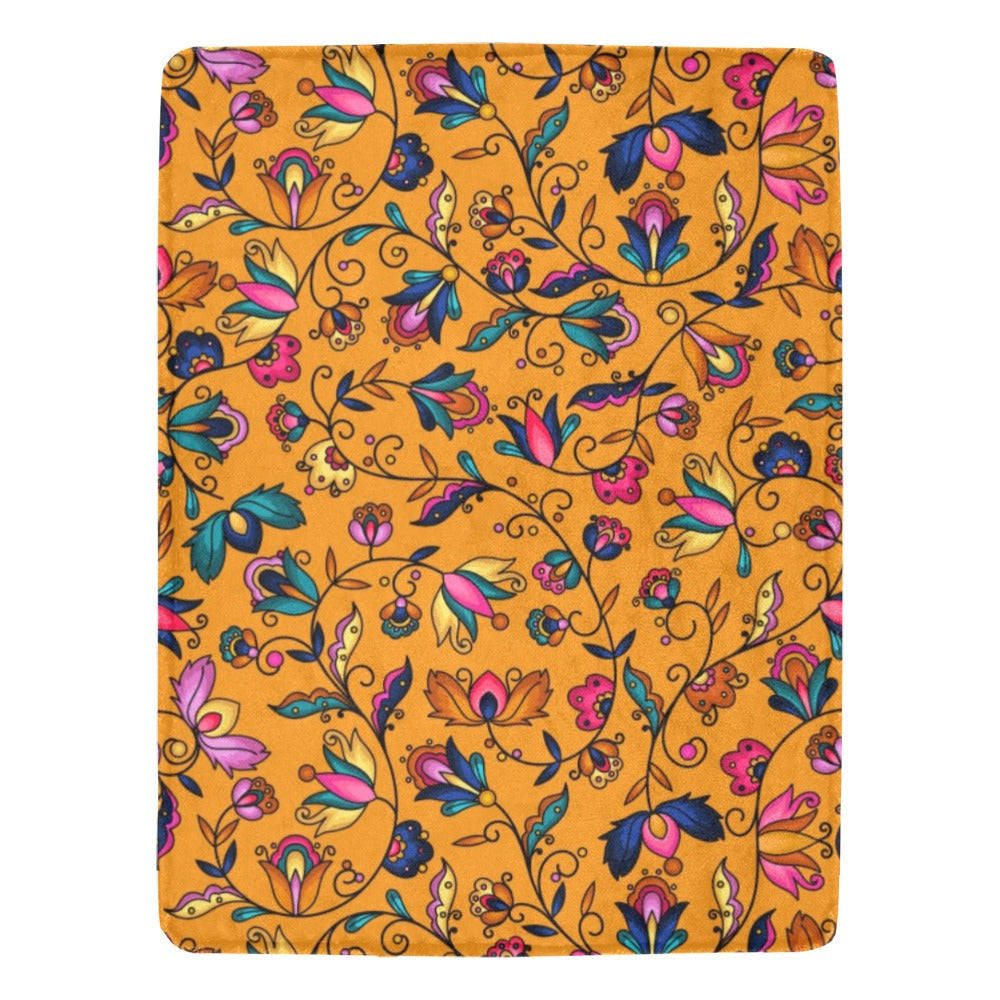 Copper Prairie Petals Orange X-Large Micro Fleece Blanket