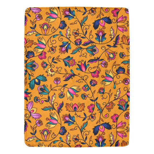 Copper Prairie Petals Orange X-Large Micro Fleece Blanket