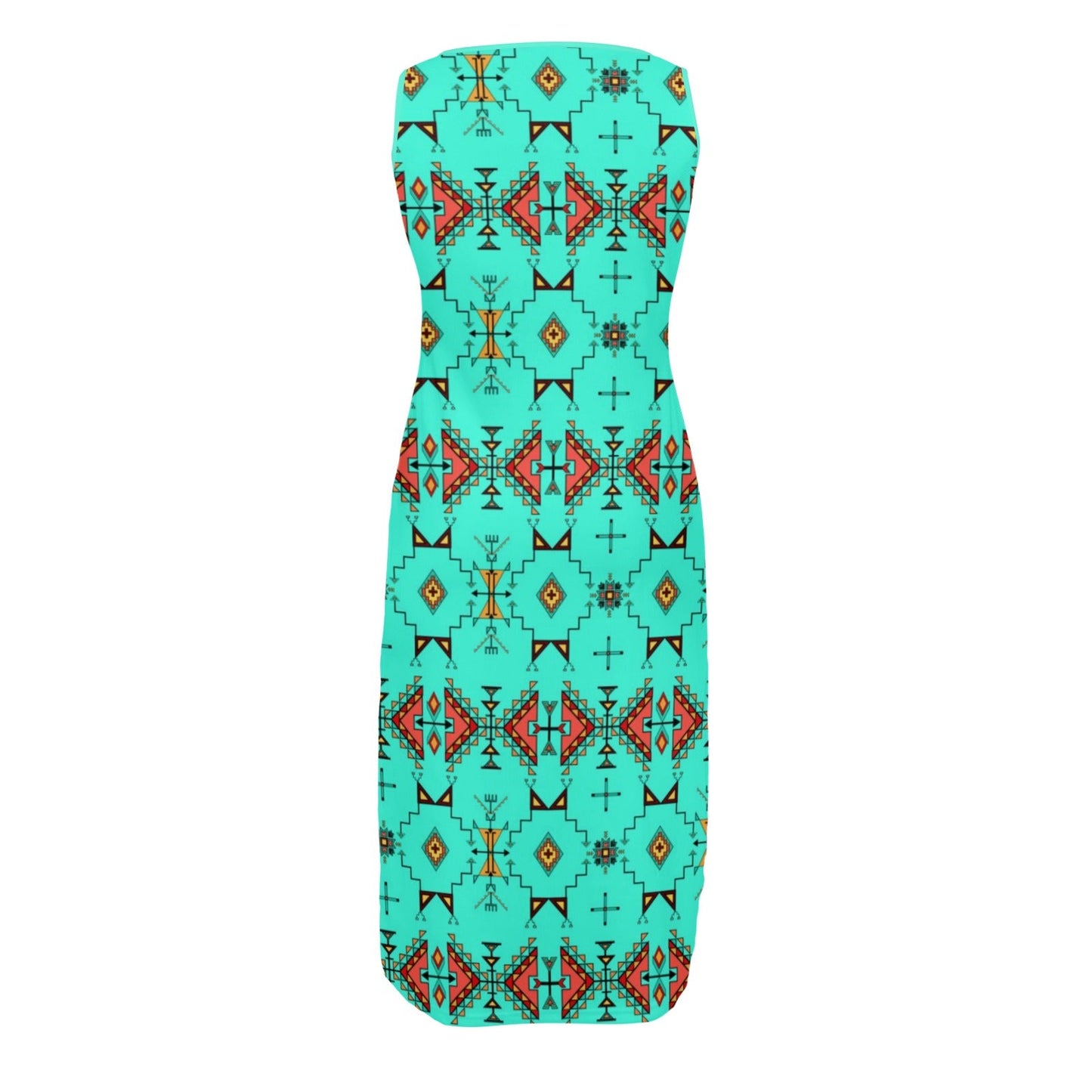 Thunder Flight Turquoise Phaedra Sleeveless Open Fork Long Dress