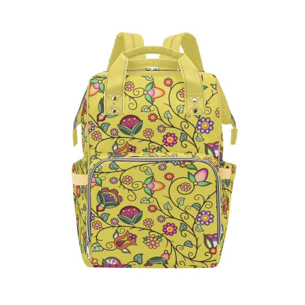 Heartbeat Petals Yellow Multi-Function Diaper Backpack