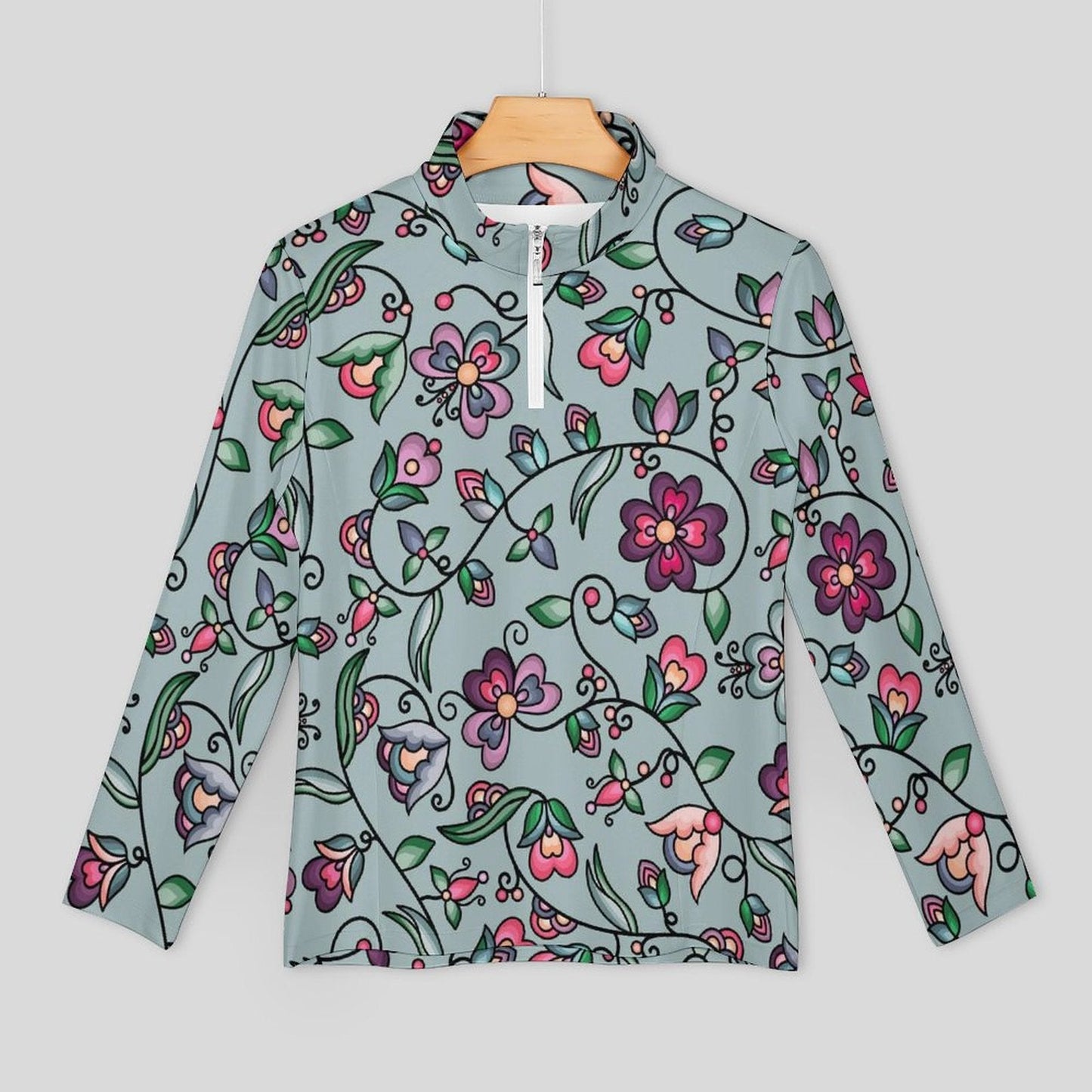 Amber Evening Garland Turquoise Long Sleeve Yoga Shirt