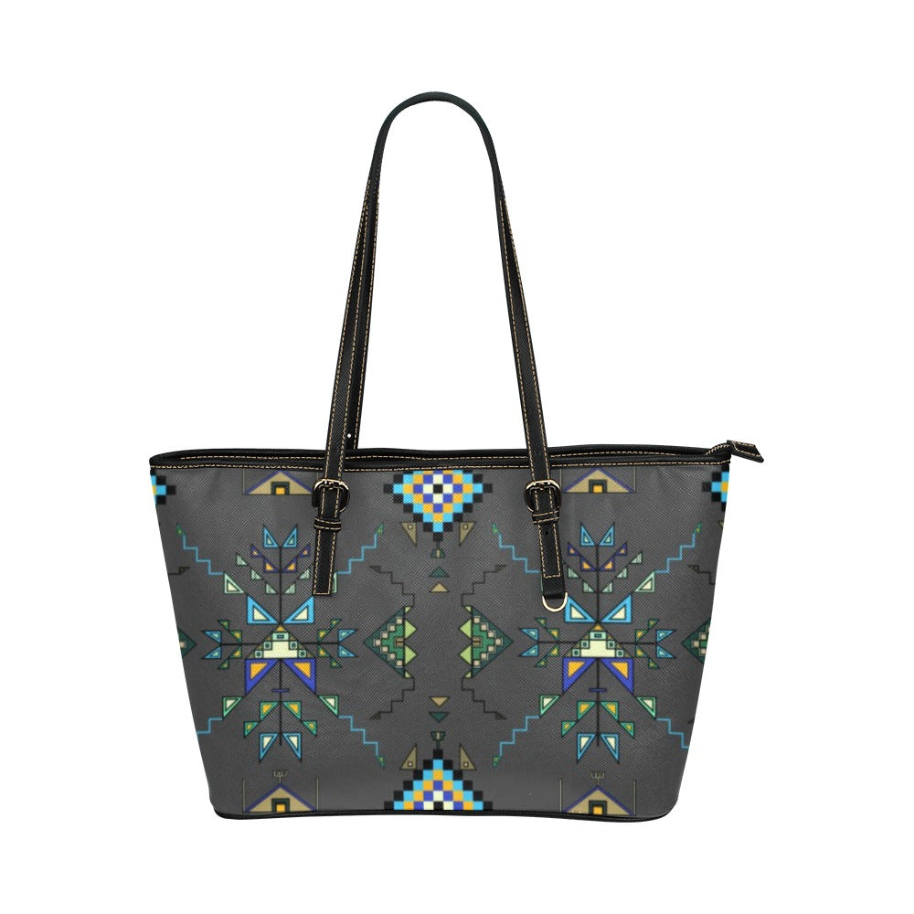 Bear Shield Gray Leather Tote