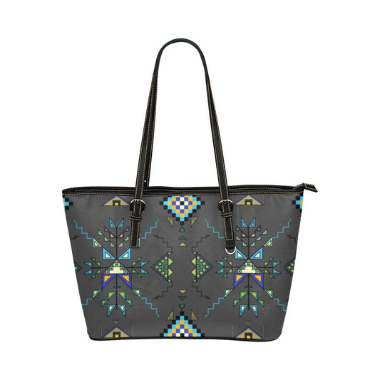 Bear Shield Gray Leather Tote