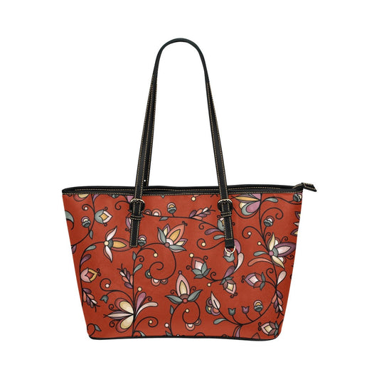 Burnt Sky Petals Red Leather Tote