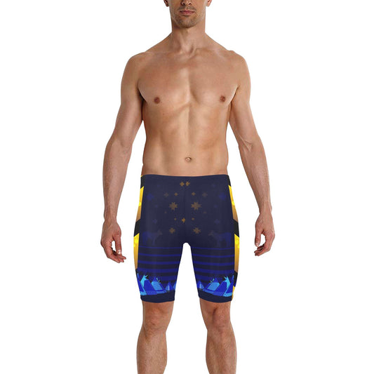 Wolf Star Men's Knee Length Swimming Trunks