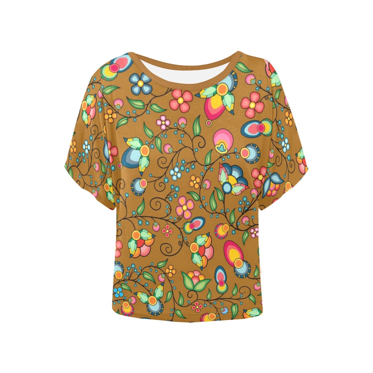 Floral Bounty Fall Leaves Women's Batwing-Sleeved Blouse T shirt