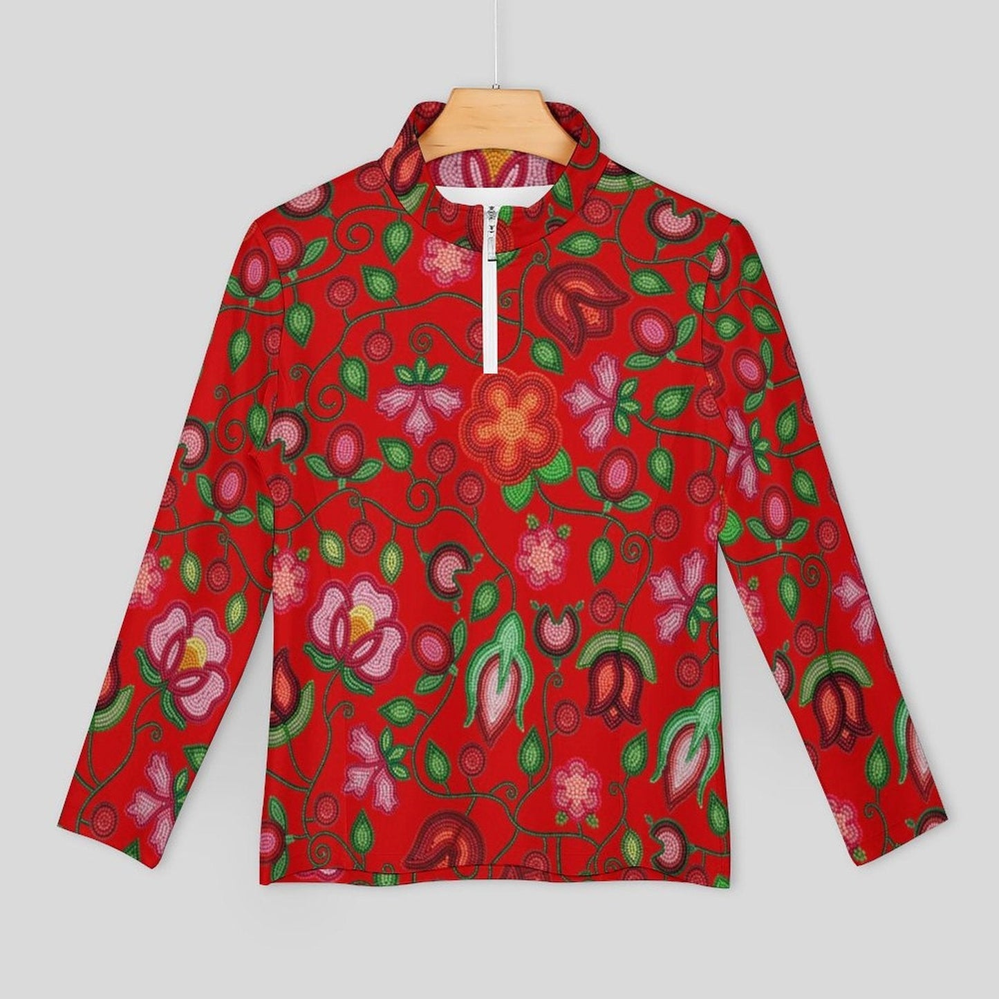 Rose Reverie Red Long Sleeve Yoga Shirt