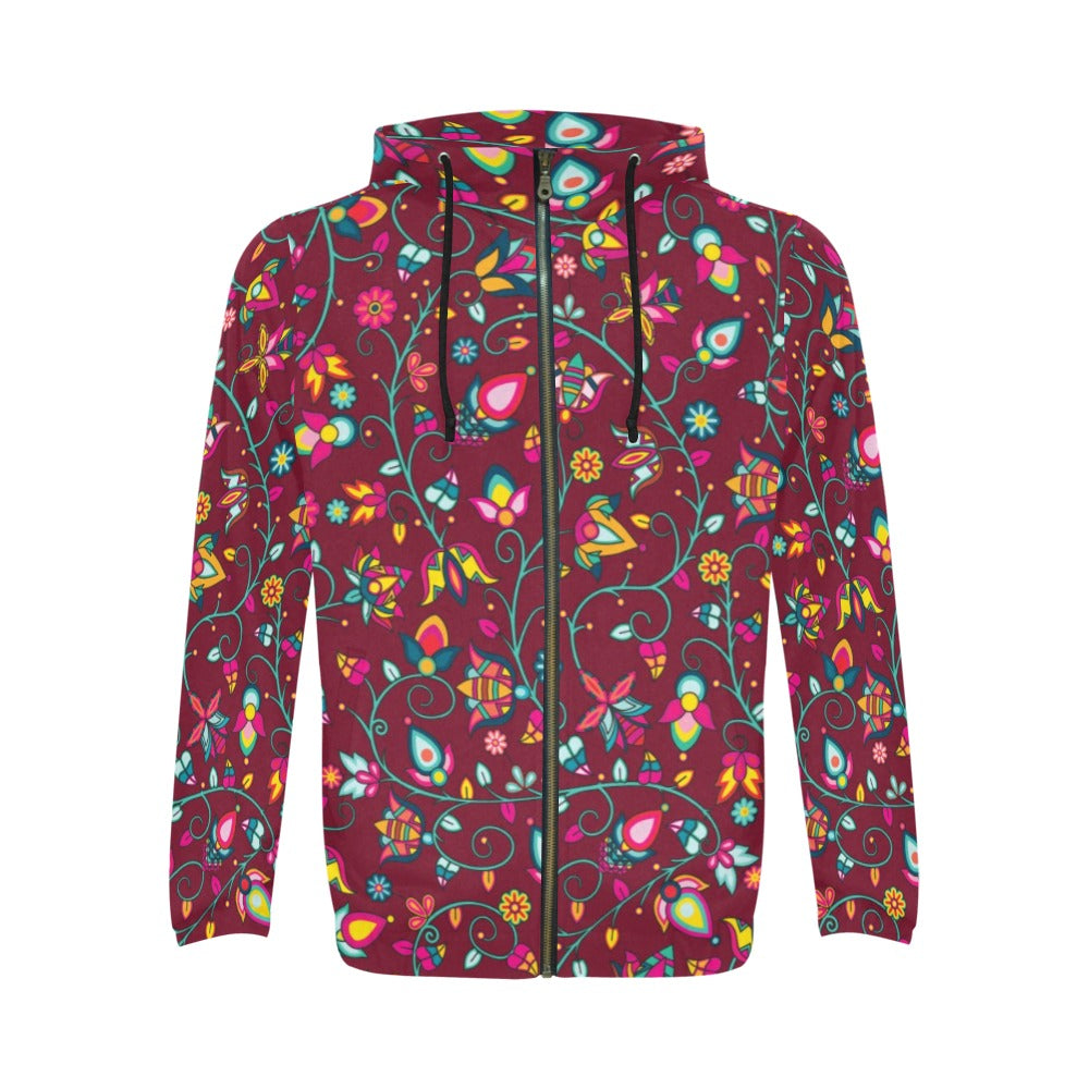Thorny Path Cranberry Men's Zipper Hoodie