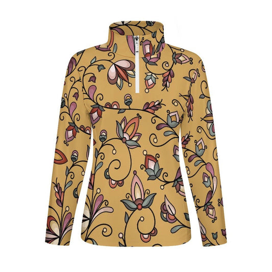Burnt Sky Petals Gold Long Sleeve Yoga Shirt