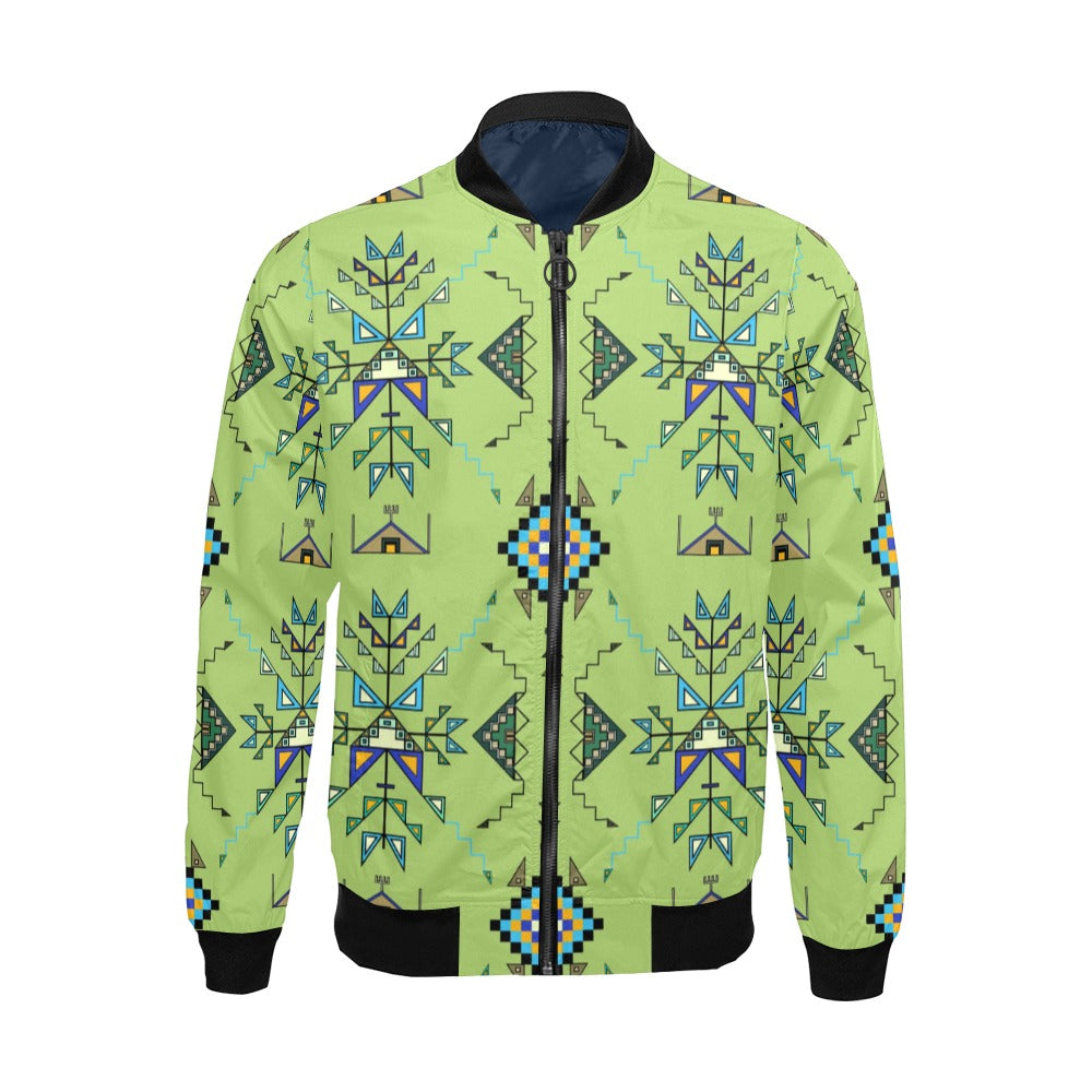 Bear Shield Green Bomber Jacket for Men