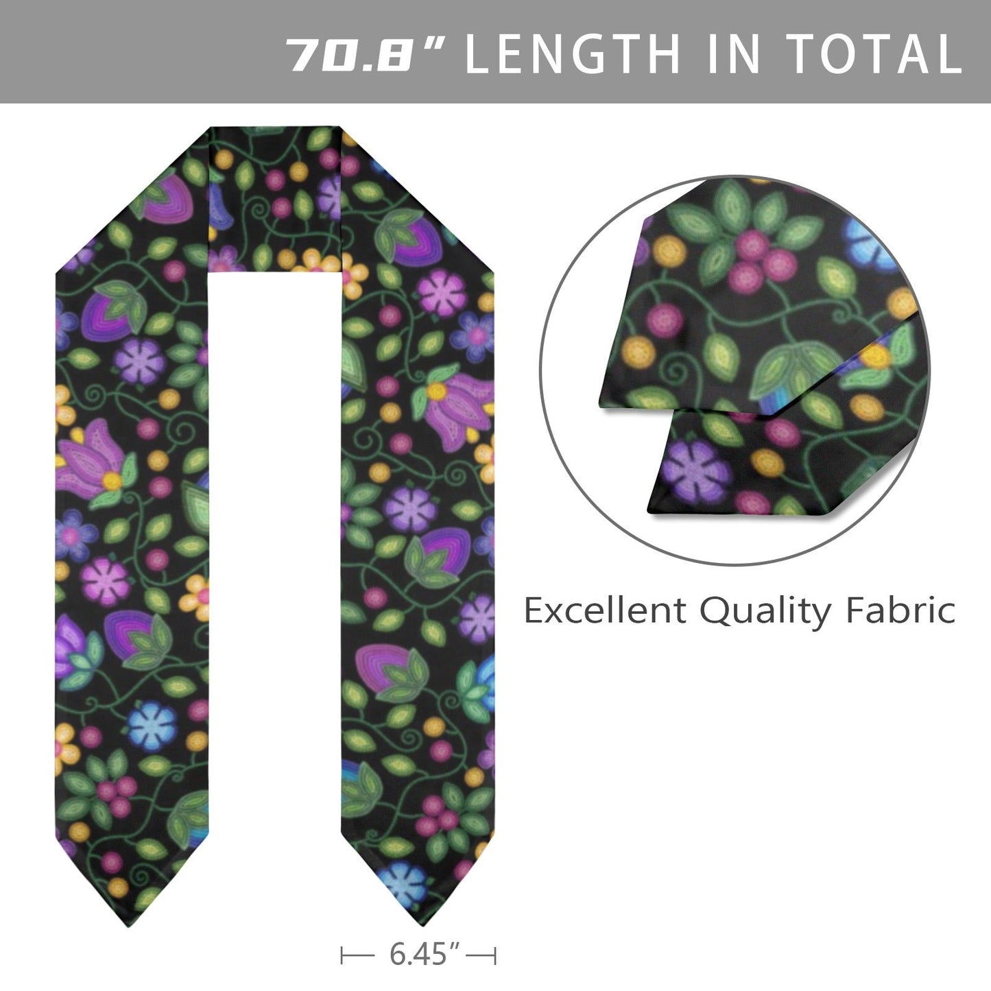 Bloom Uplift Black Graduation Stole