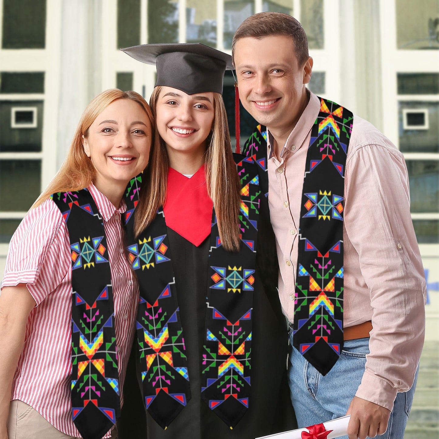 Buffalo Jump Black Graduation Stole
