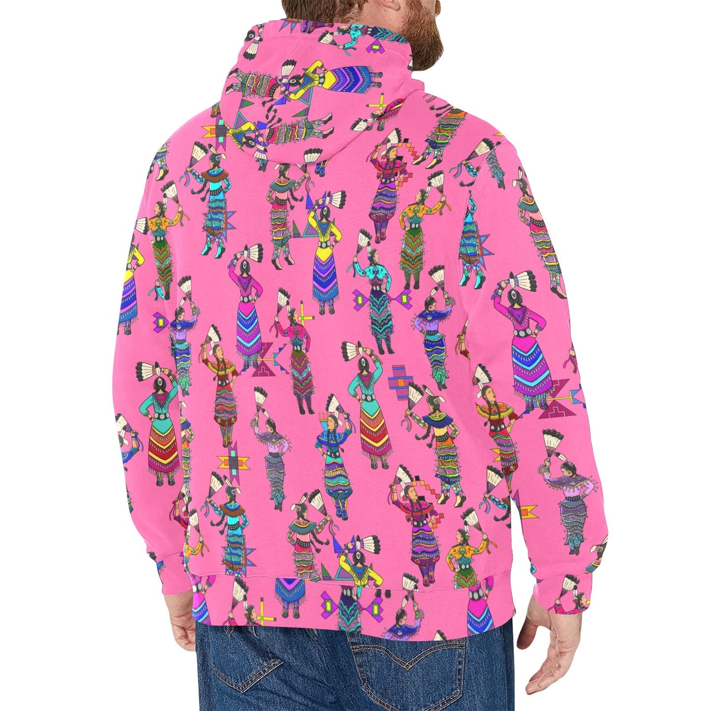 Women's Jingle Dancers Pink Men's Long Sleeve Fleece Hoodie