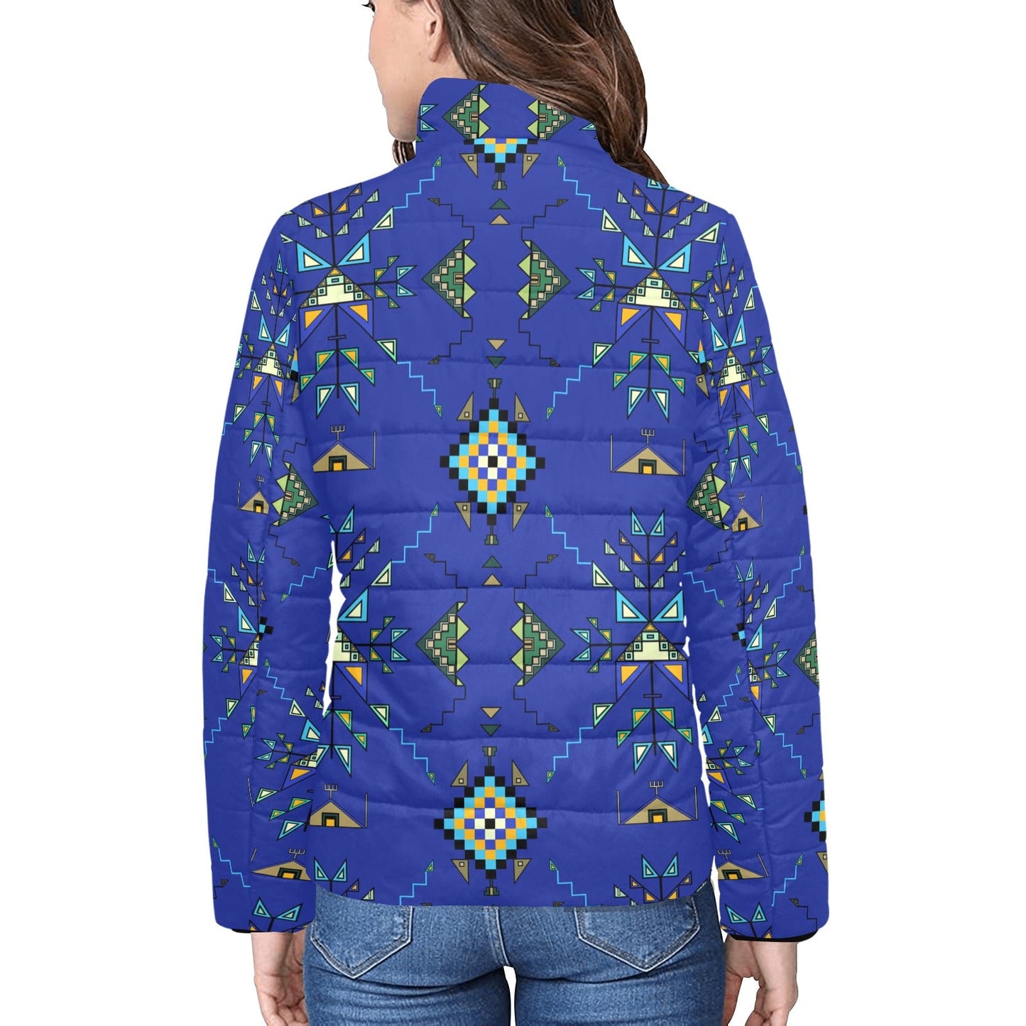 Bear Shield Dark Blue Women's Stand Collar Padded Jacket