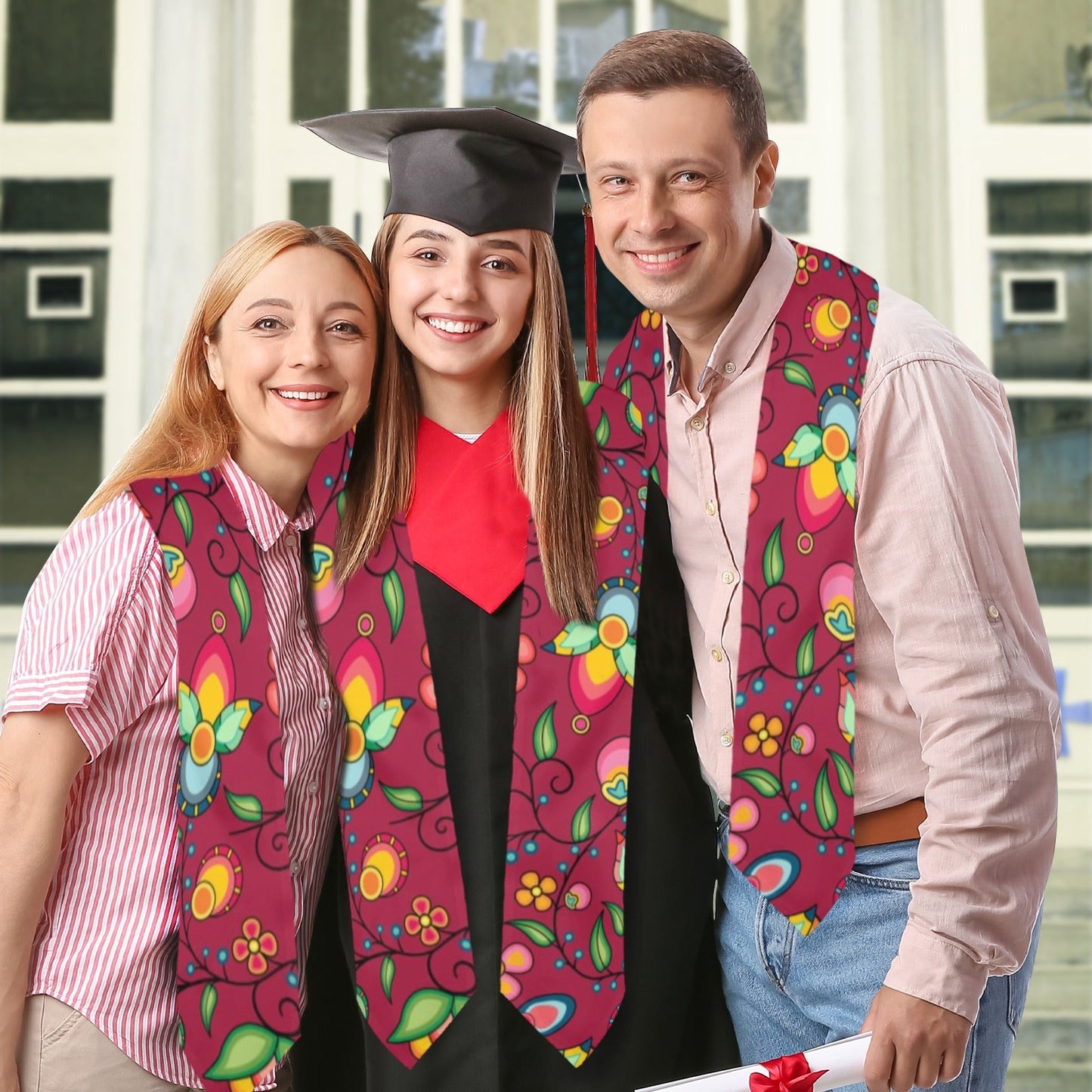 Floral Bounty Magenta Graduation Stole